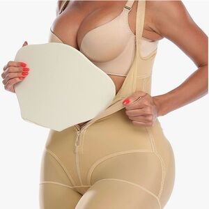 Abdominal compression/Tan Seamless Shapewear Bodysuit with Contouring